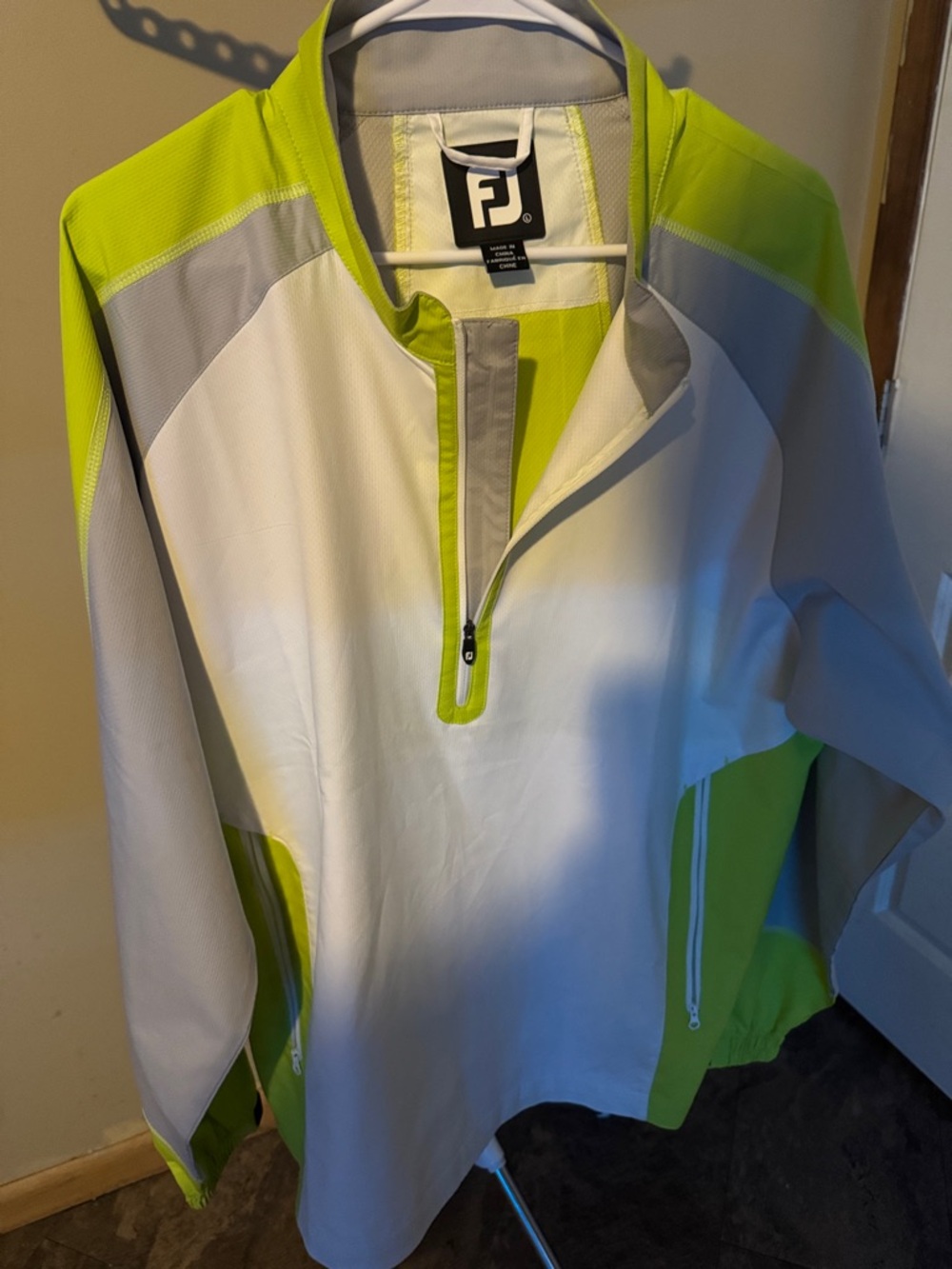 FootJoy Lime Green White Gray Quarter-Zip Golf Pullover
